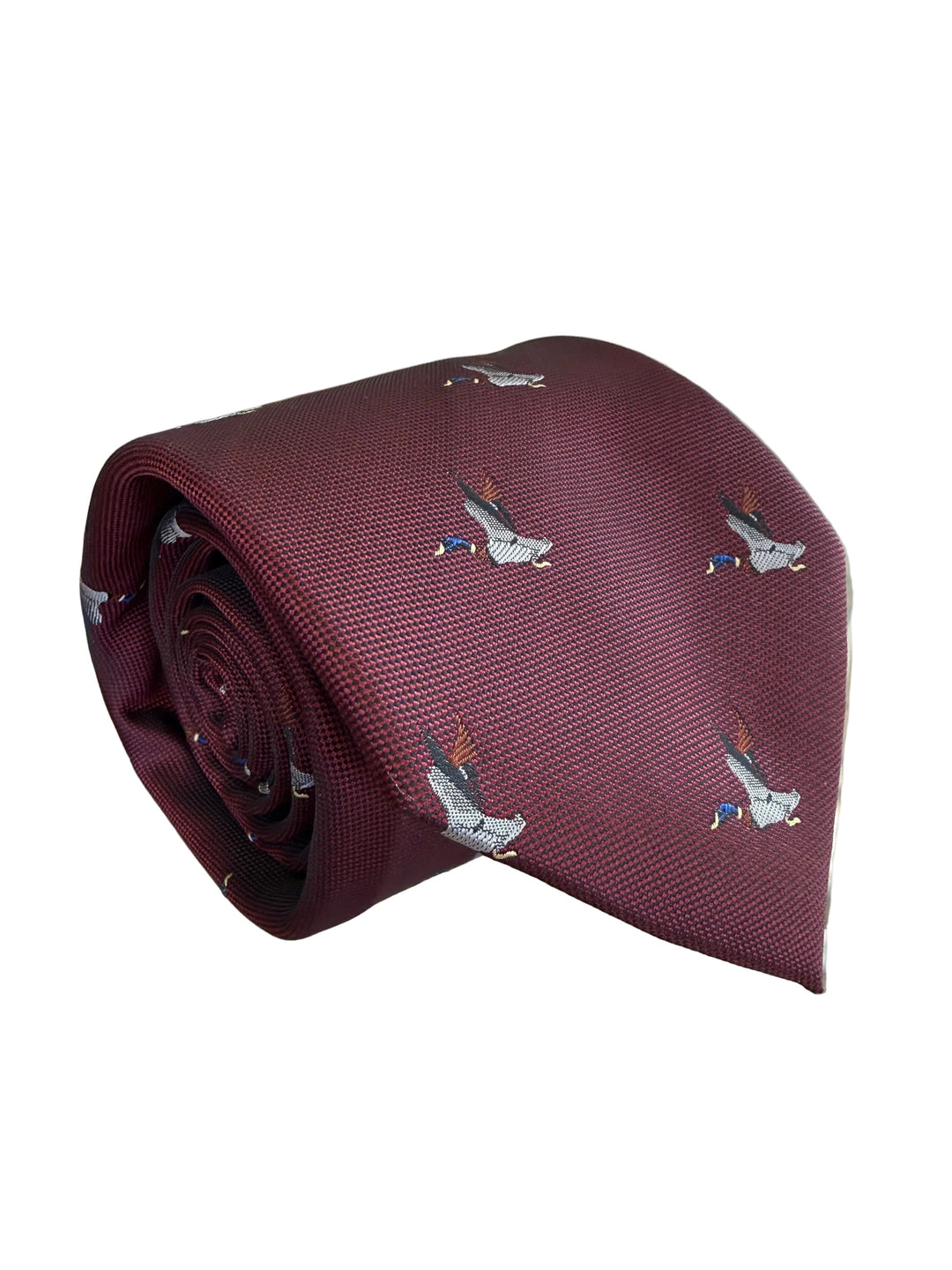 The Shirt Shop Tie- Maroon with Flying Ducks