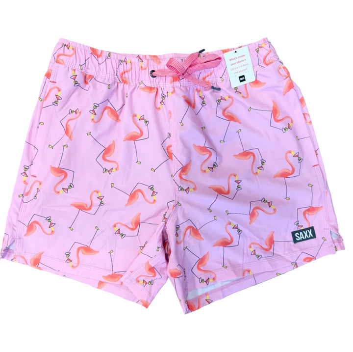 Saxx Oh Buoy 2N1 Volley 5" Swim Shorts- Drinko Flamingo