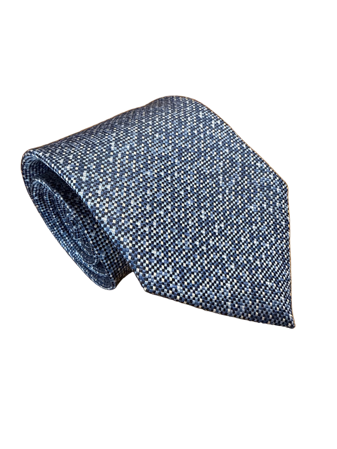David Donahue Tie- Blue Micro-Check Print