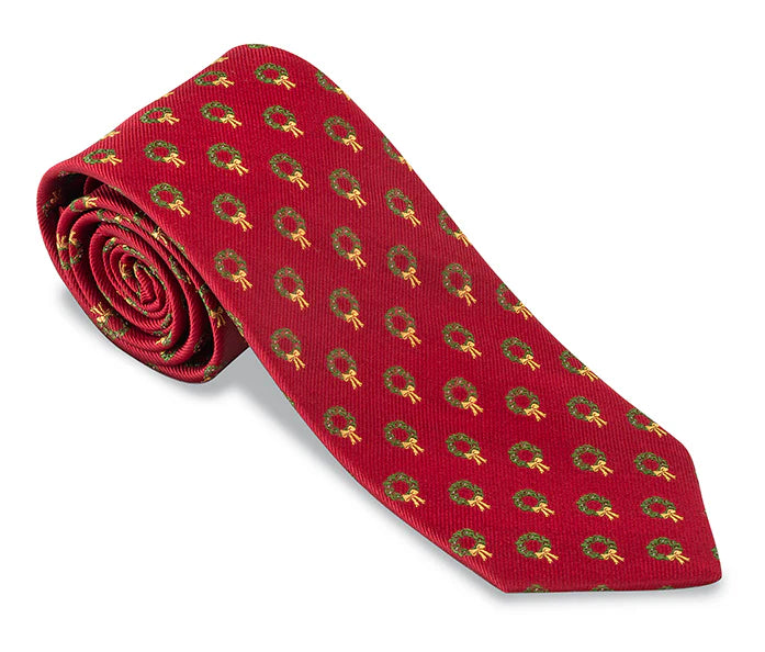 R. Hanauer Tie - Red Wreaths