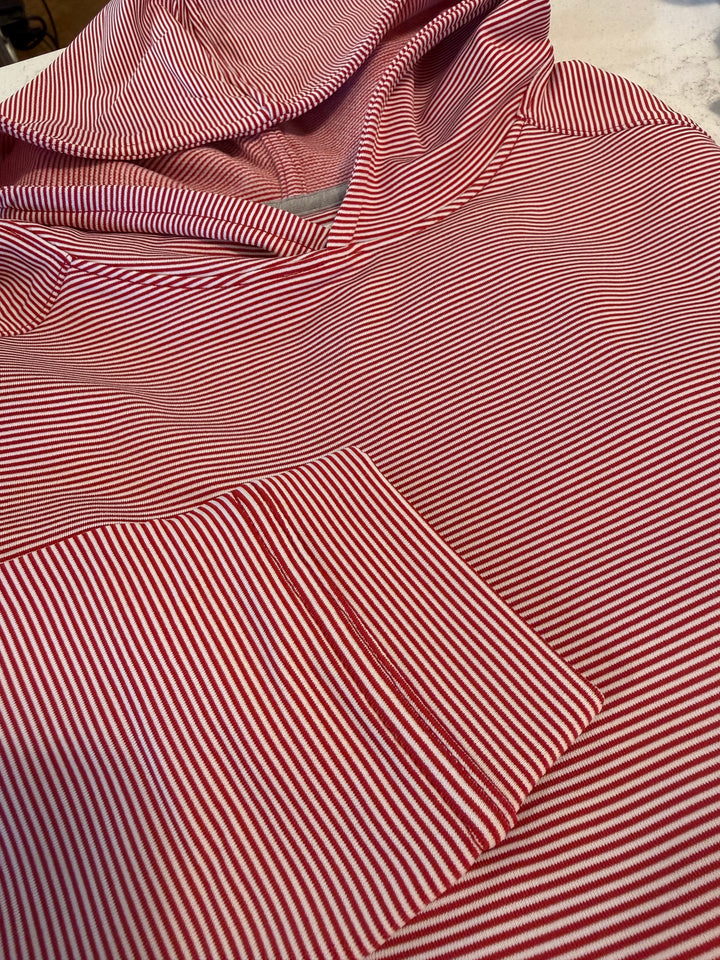 Peter Millar Pine Sugar Stripe Hoodie- Crimson