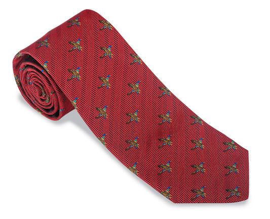 R Hanauer Tie - Red Edgewater Ducks