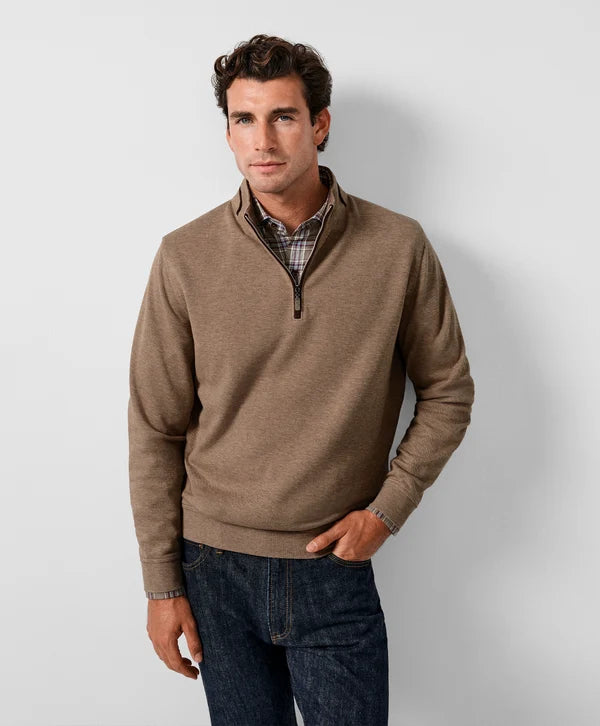 David Donahue Smythson Quarter Zip - Latte