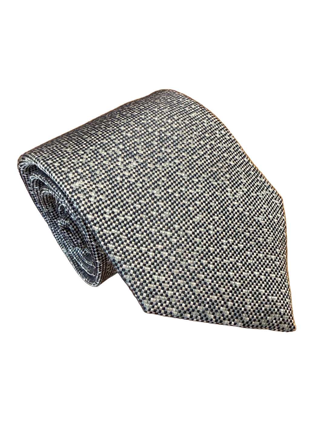 David Donahue Tie- Petrol Micro-Check Print