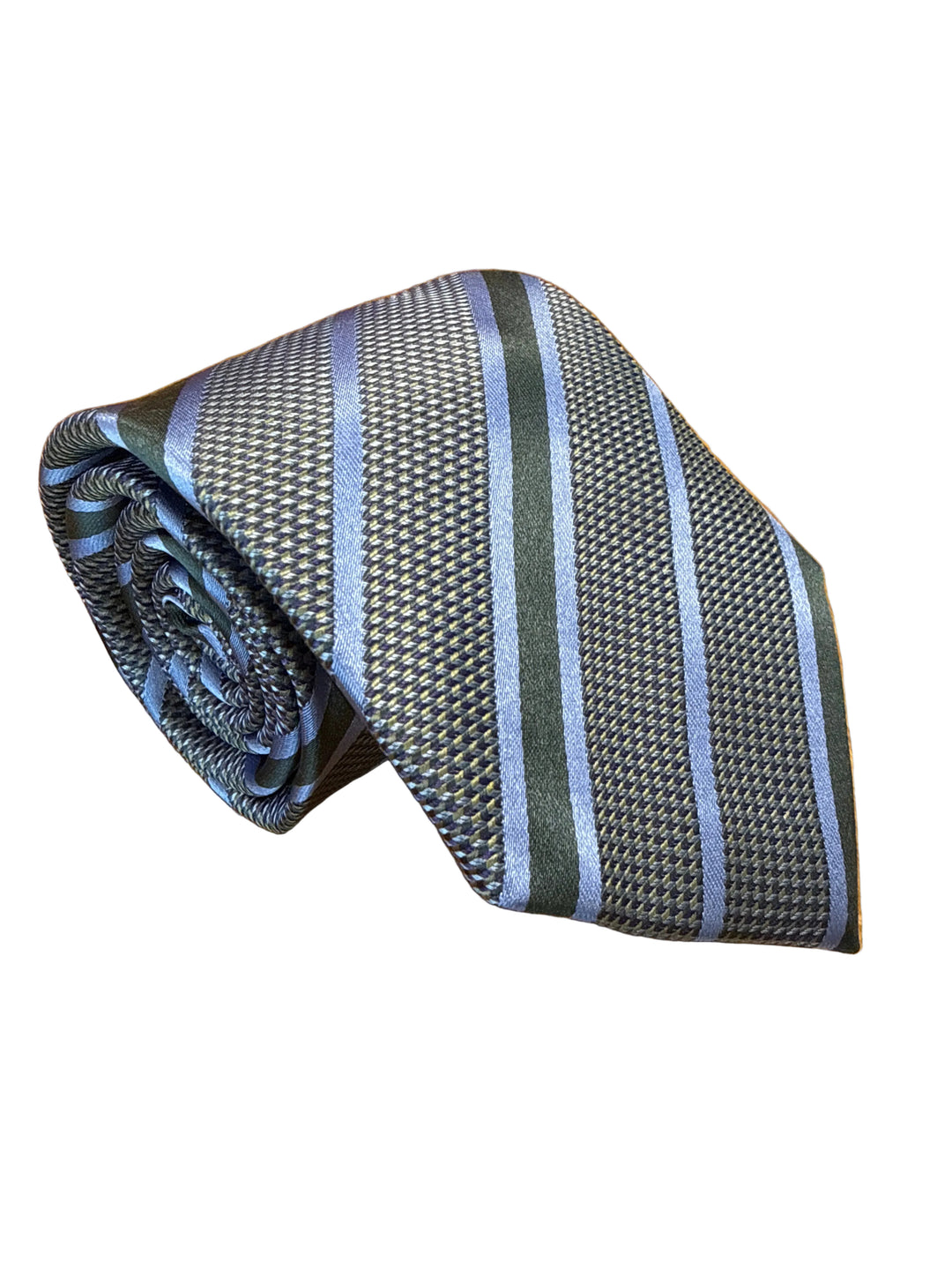 David Donahue Tie- Hunter and Blue Stripe