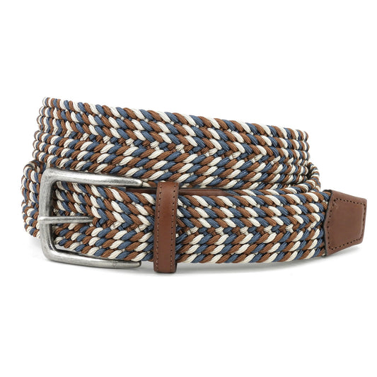 Torino 35MM Blue/Cream/Brown Woven Stretch Belt