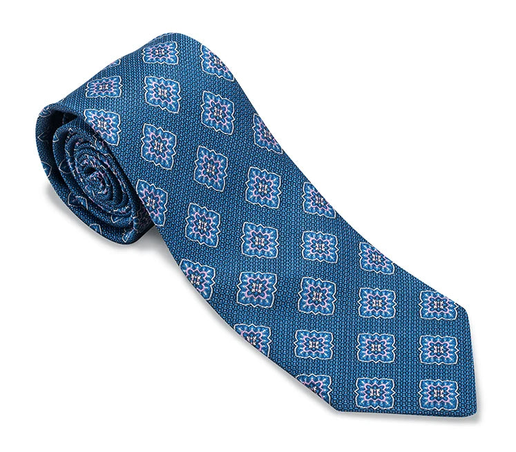 R. Hanauer Tie - Light Blue Edwards Medallion