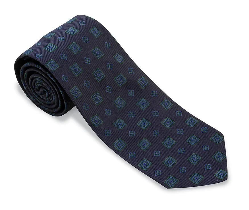 R. Hanauer Tie - Navy Delta Medallions