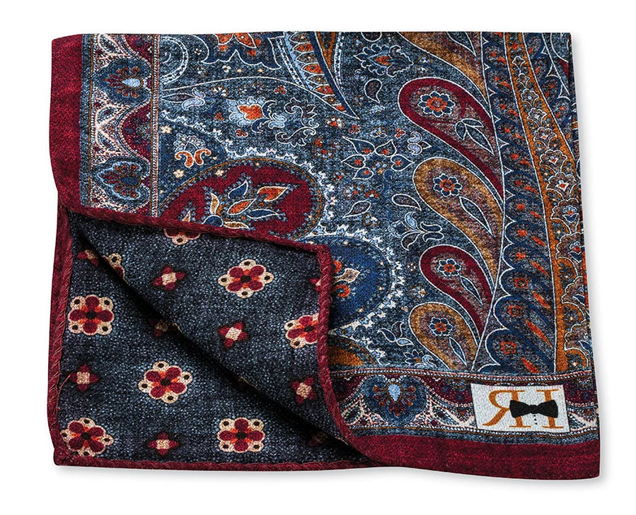 R. Hanauer Pocket Square - Wine Peacock/Foulard