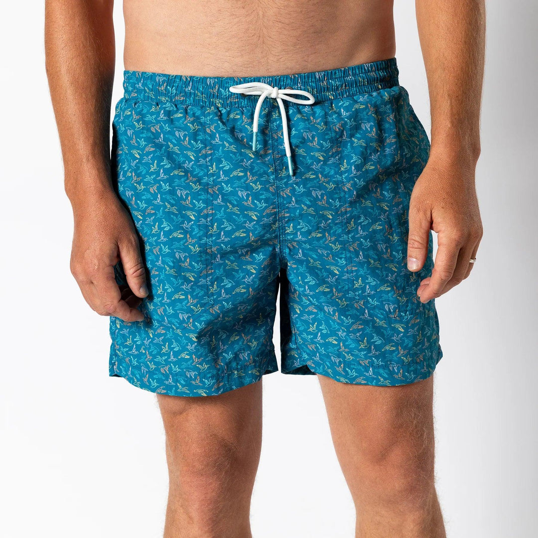 Duck Head 6" Sailport Printed Swim Short - Sail Blue
