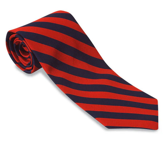 R. Hanauer Tie - Navy/ Scarlet Bar Stripes