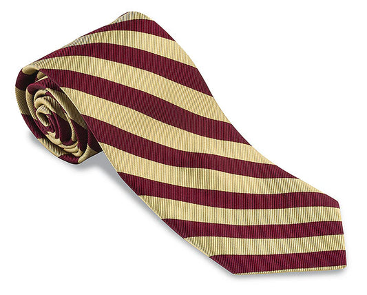 R Hanauer Tie - Old Gold and Red Stripe