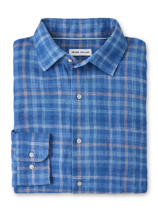 Peter Millar Ashore Linen Sport Shirt - Moon Blue