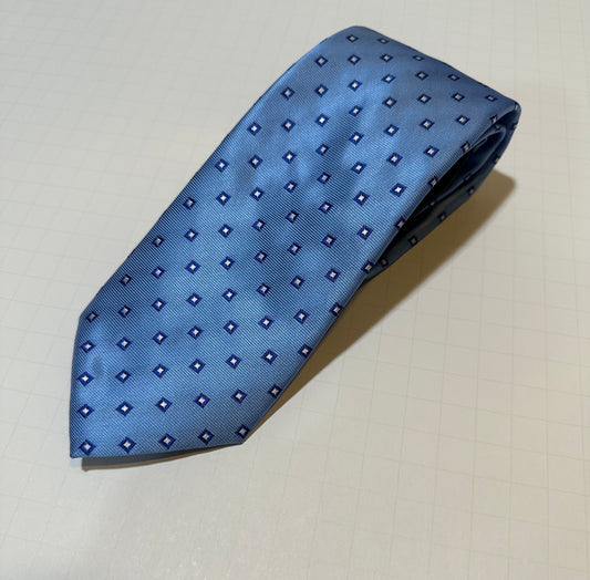 The Shirt Shop Tall Tie - Sky Blue with Blue/White Squares