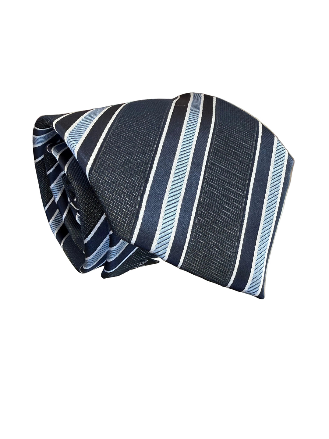 The Shirt Shop Tie- Black with Navy/Blue Stripes