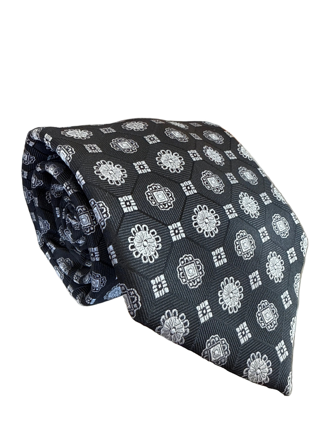 The Shirt Shop Tie- Black with Silver Medallions