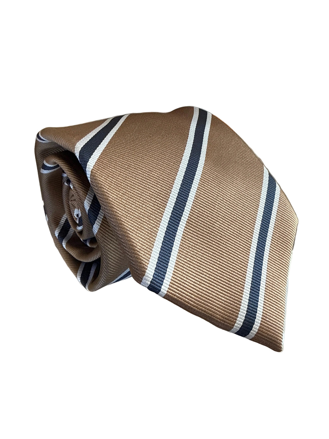 The Shirt Shop Tall Tie- Gold with Silver/Navy Stripes