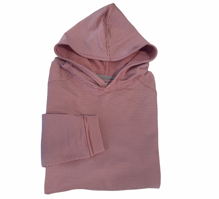 Peter Millar Pine Sugar Stripe Hoodie- Crimson