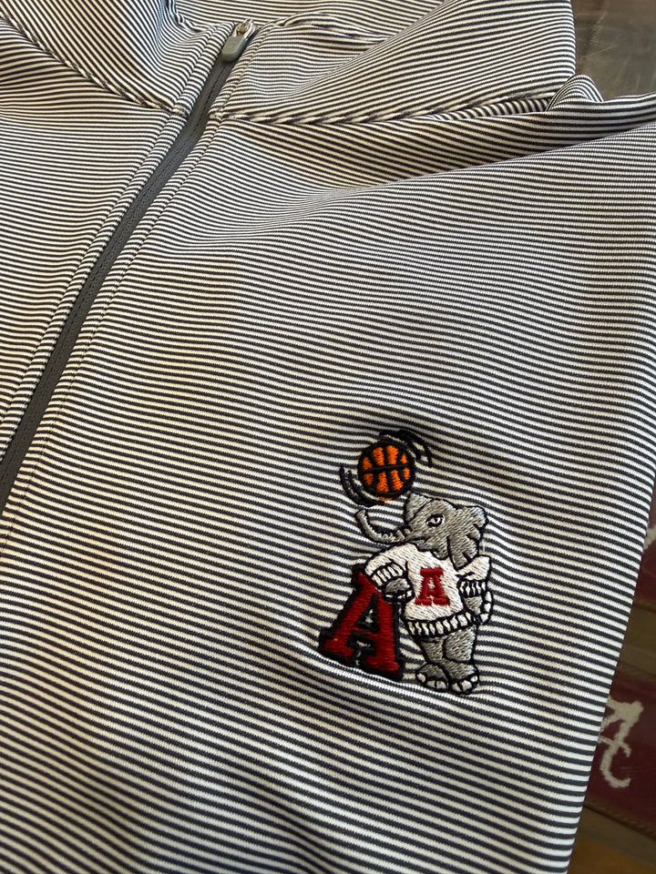 Peter Millar Mini Stripe Perth Quarter Zip- Iron (Big AL Basketball)