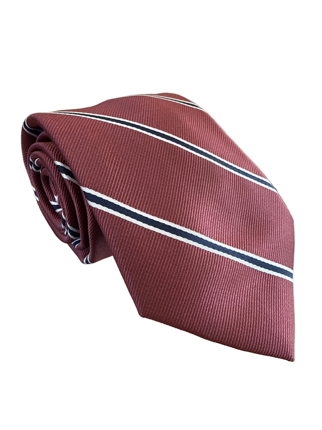 The Shirt Shop Tall Tie- Maroon with Navy/White Stripe