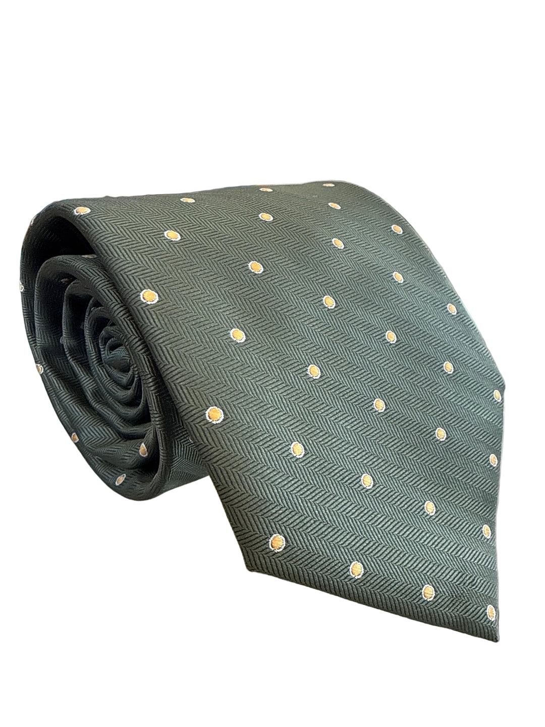 The Shirt Shop Tie- Green with Gold Dots