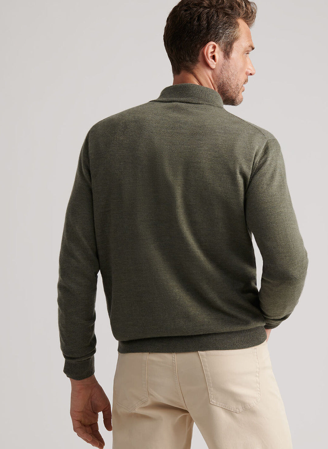Peter Millar Autumn Crest Suede Trim Quarter Zip- Basil