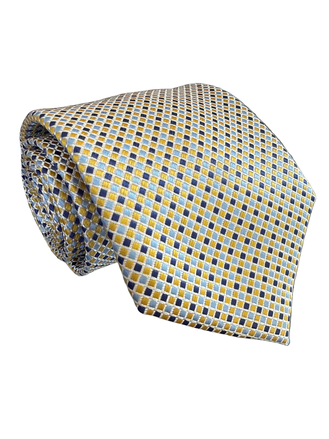 The Shirt Shop Tie- Yellow/Blue/ Navy Squares