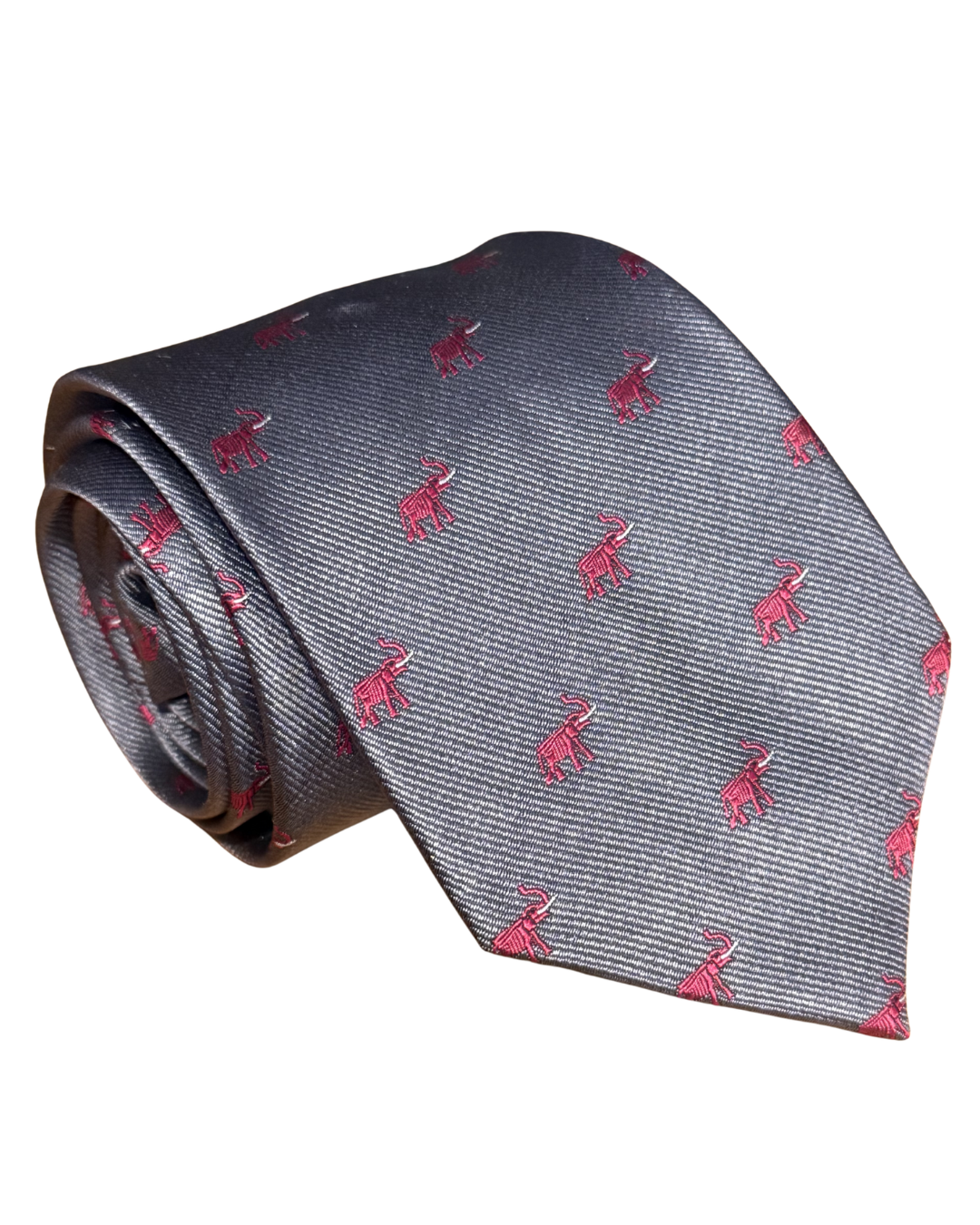 The Shirt Shop Tall Tie - Grey with Crimson Elephants
