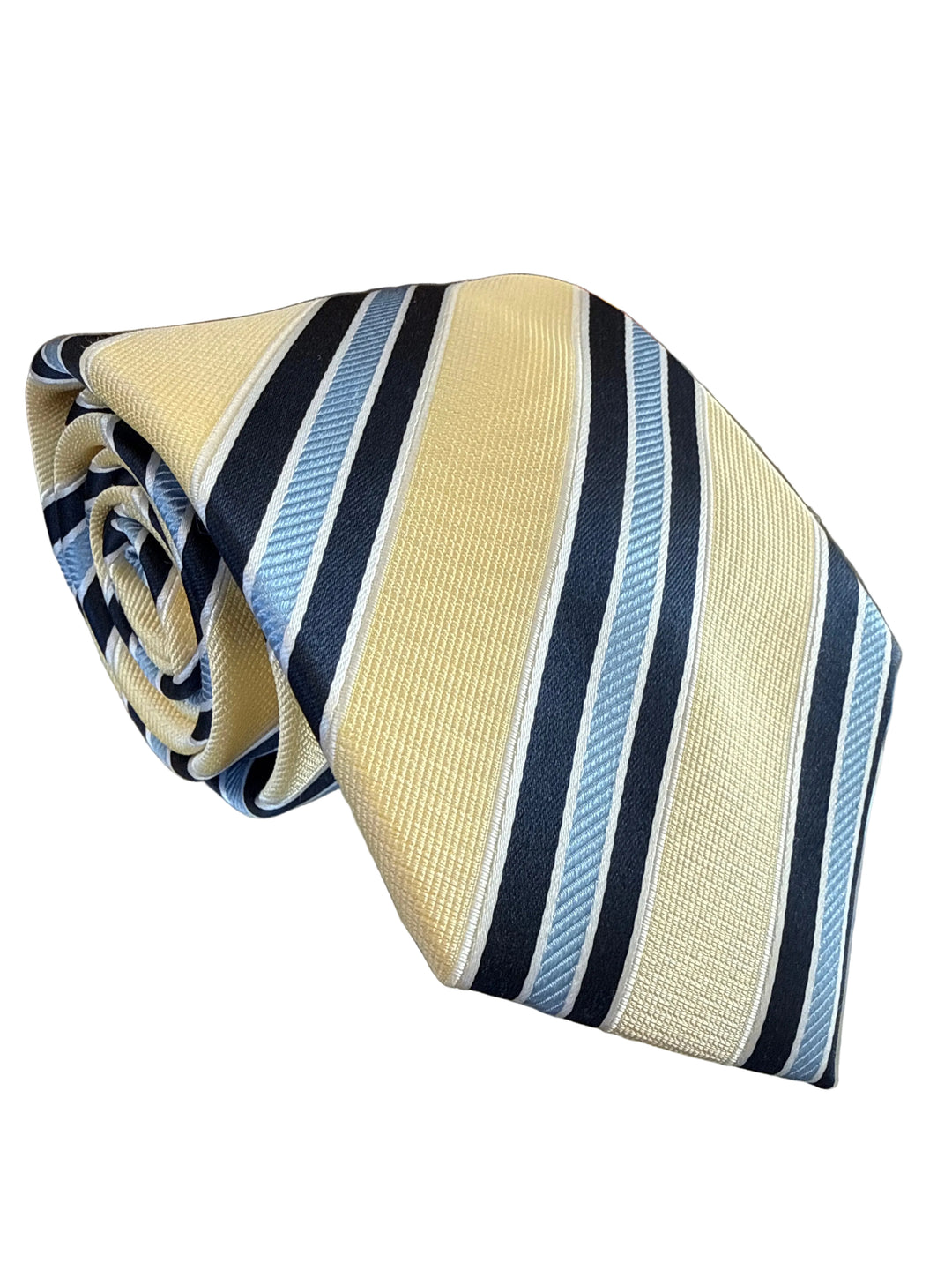 The Shirt Shop Tall Tie- Yellow with Navy/Blue Stripe