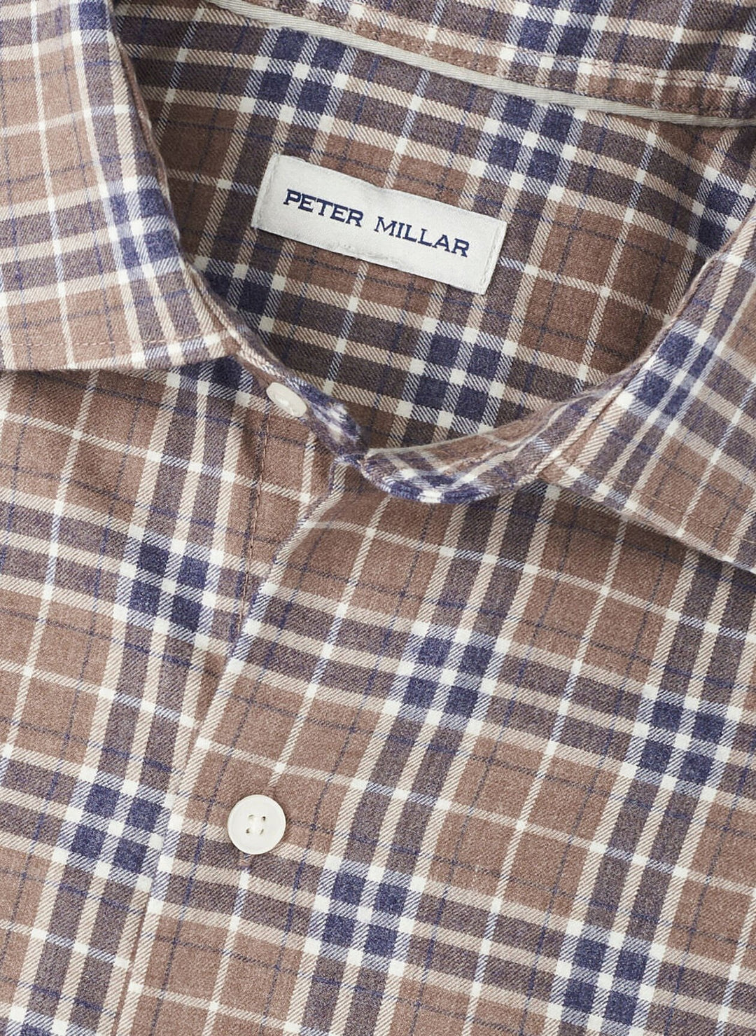 Peter Millar Big Bear Performance Flannel Sport Shirt- Poplar Brown
