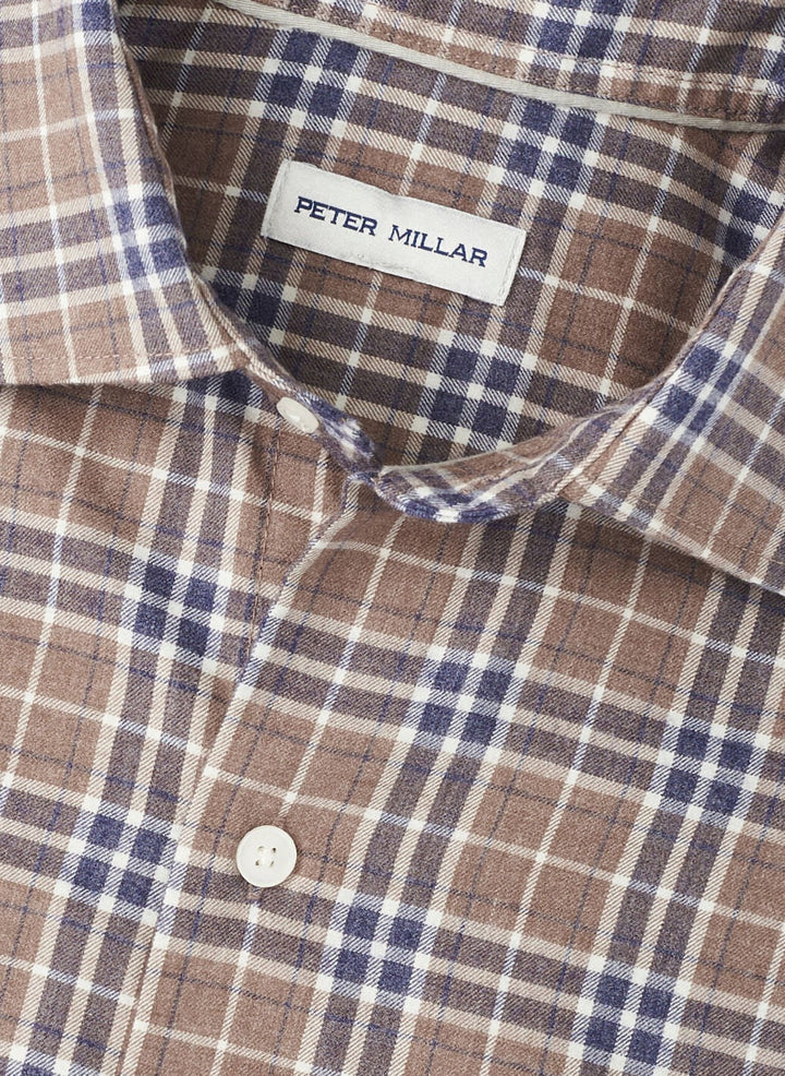 Peter Millar Big Bear Performance Flannel Sport Shirt- Poplar Brown
