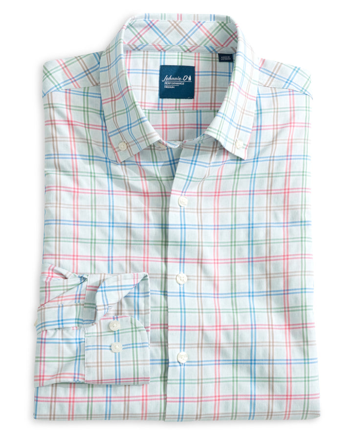 Johnnie-O Bingham Performance Button Down- Gulf Blue