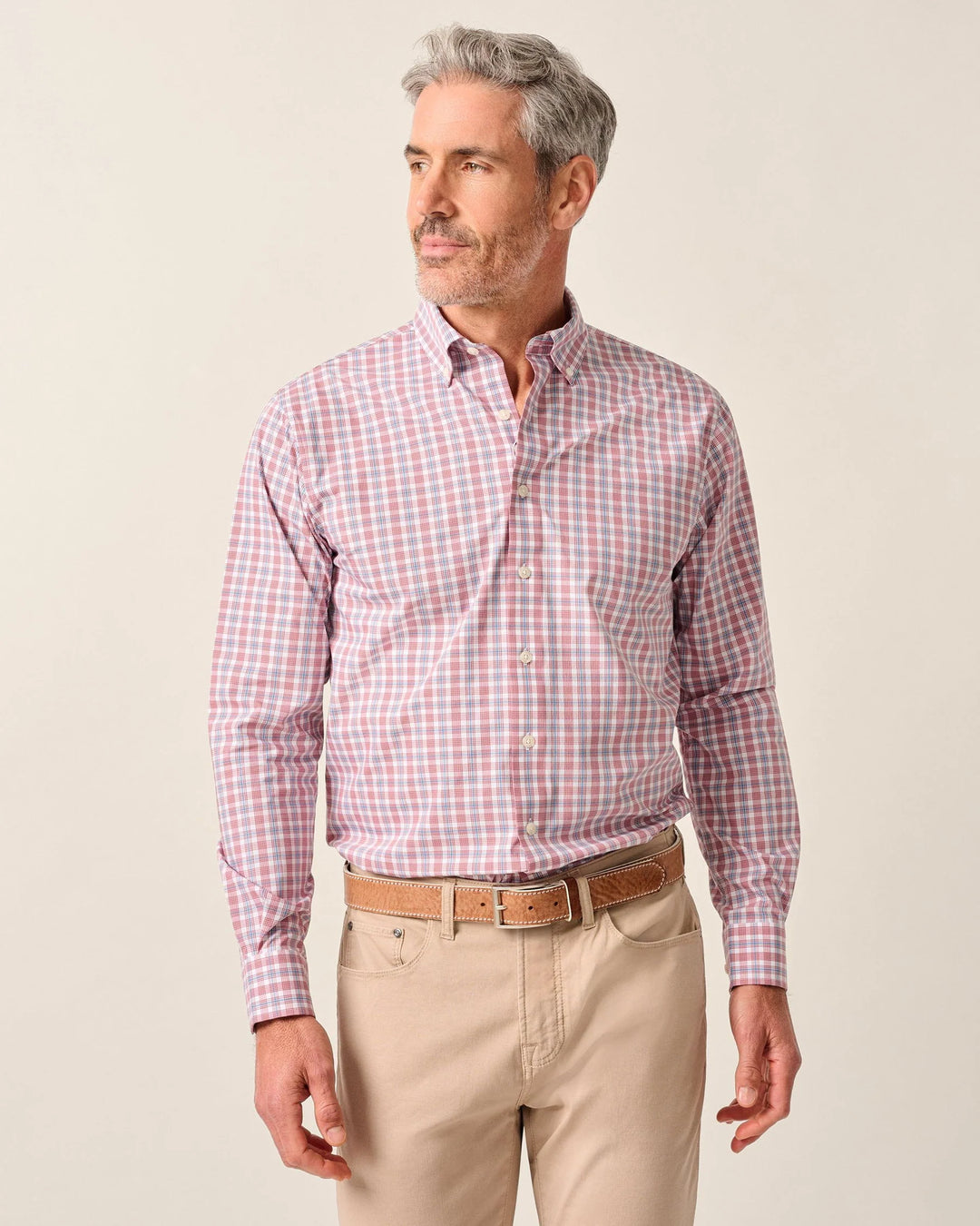 Johnnie-O Brantley Performance Button Up- Malibu Red