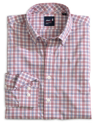 Johnnie-O Brantley Performance Button Up- Malibu Red