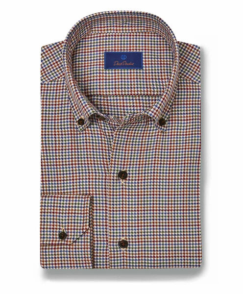 David Donahue Merlot Casual Button Down