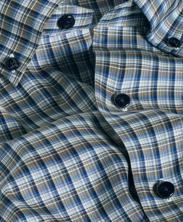 David Donahue Navy / Olive Check Sport Shirt