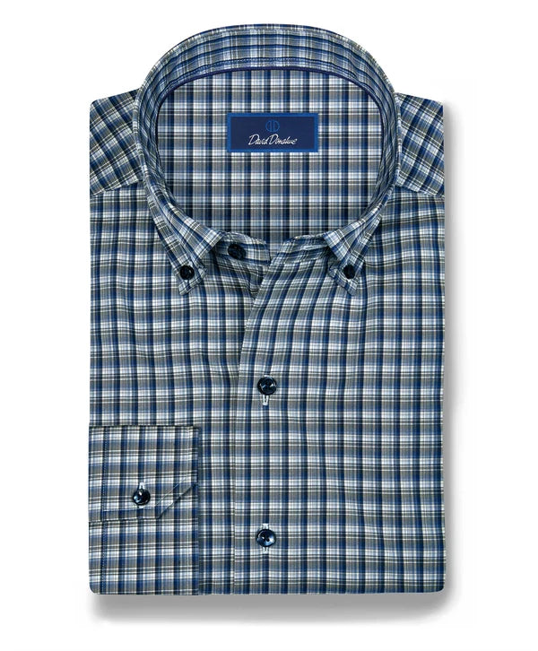 David Donahue Navy / Olive Check Sport Shirt