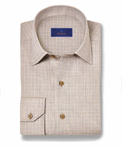 David Donahue Dune Cotton-Cashmere Check Sport Shirt