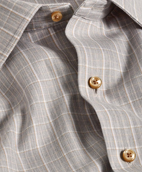 David Donahue Pearl Cotton-Cashmere Herringbone Check Sport Shirt