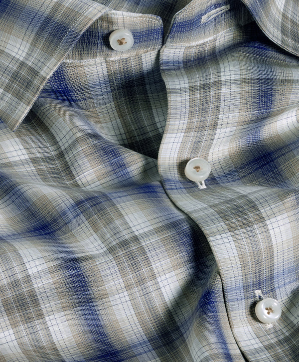 David Donahue Dune/Navy Hidden Button Down Sport Shirt