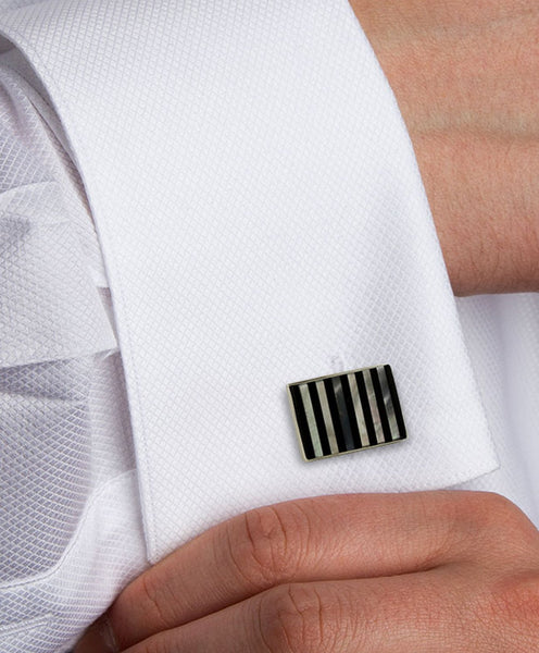 David Donahue Onyx and Mother of Pearl Striped Cufflinks