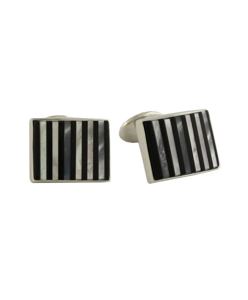 David Donahue Onyx and Mother of Pearl Striped Cufflinks