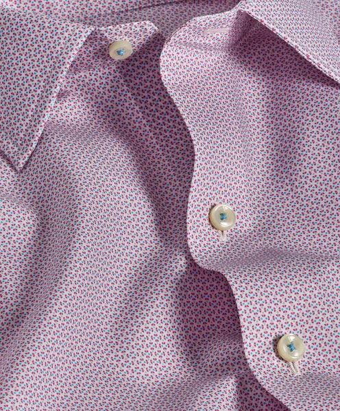 David Donahue Berry Micro Print Short Sleeve Shirt