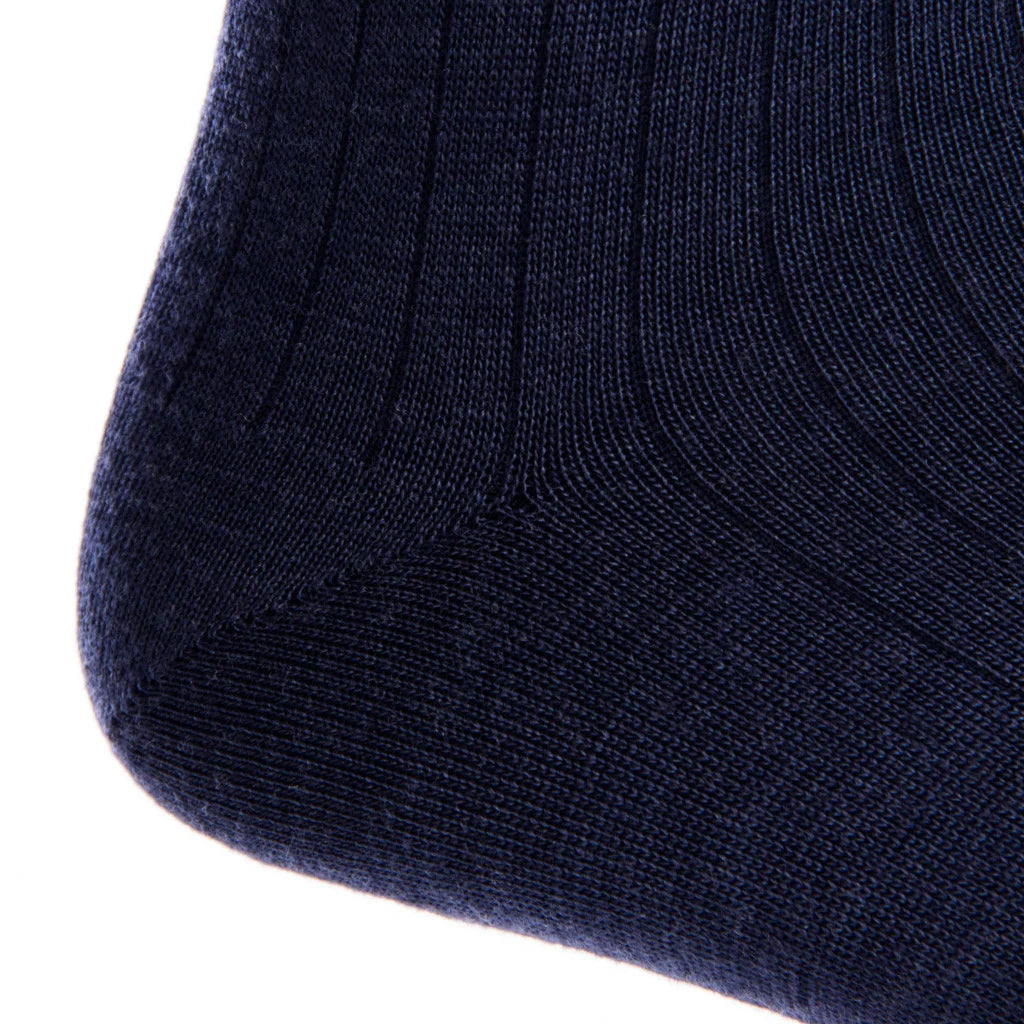 The Shirt Shop Dress Socks- Ribbed Cotton (Navy)