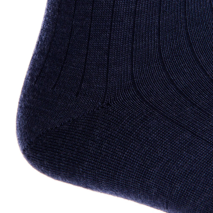 The Shirt Shop Dress Socks- Ribbed Cotton (Navy)