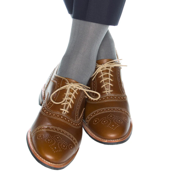 The Shirt Shop Dress Socks- Ribbed Cotton (Steel Gray)