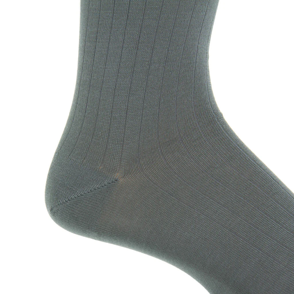 The Shirt Shop Dress Socks- Ribbed Cotton (Steel Gray)