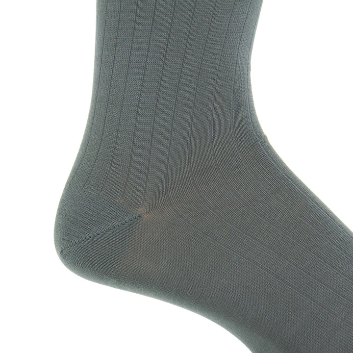 The Shirt Shop Dress Socks- Ribbed Cotton (Steel Gray)