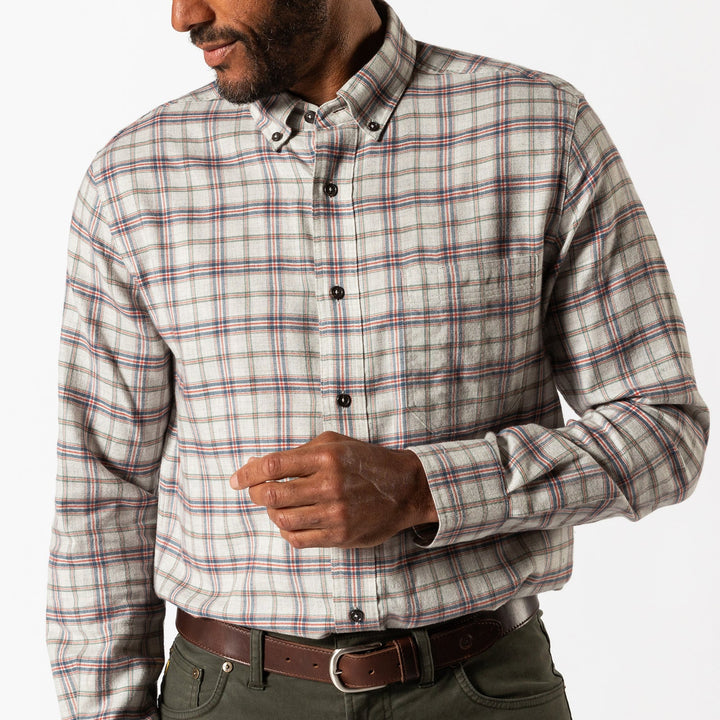 Duck Head Cotton Flannel Sport Shirt - Grey Heather