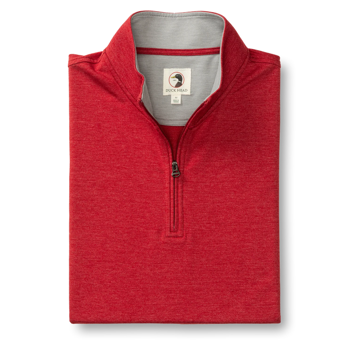 Duck Head Dunmore Performance 1/4 Zip Pullover - Rio Red Heather